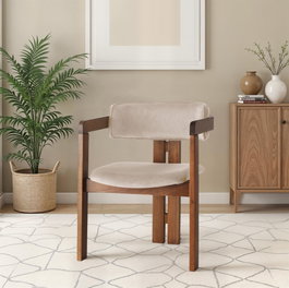 Hanah Home Silla de Terciopelo Nogal y Beige